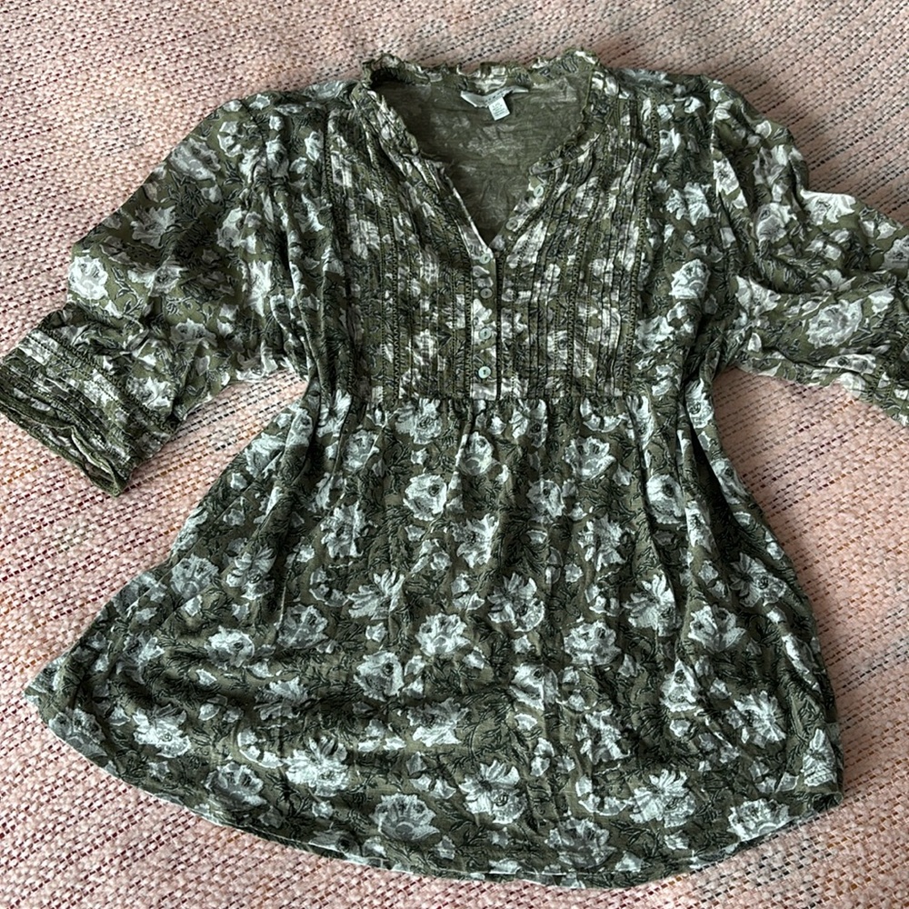 Green Floral Top